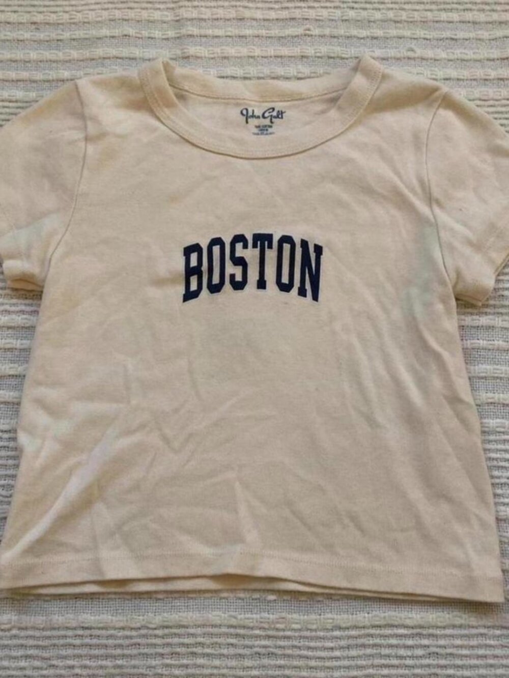 Brandy Melville Women's Cream and Tan T-shirt